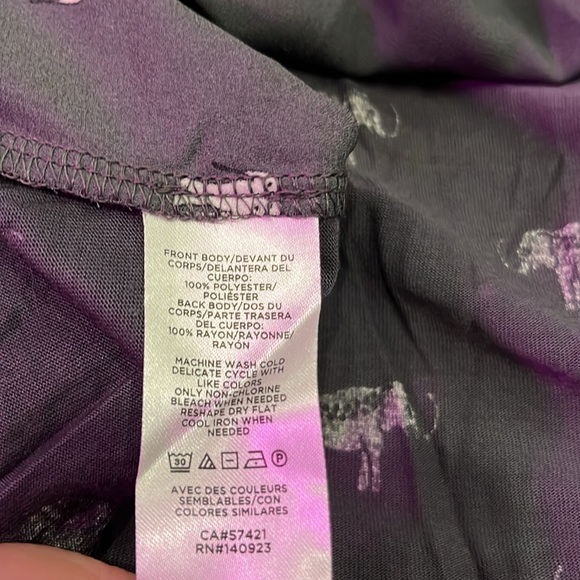 LOFT Boho Hippie Indian Elephant Blouse Top Sleeve Gray Bow Women Size L New - Picture 6 of 6